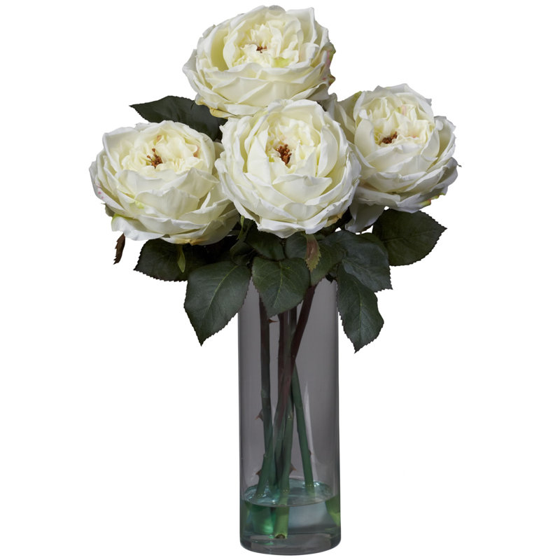 Nearly Natural Fancy Silk Roses in Vase & Reviews Wayfair
